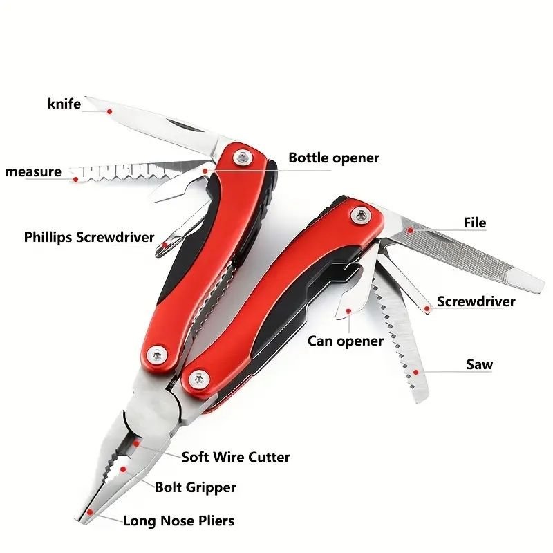 "12 - in - 1 Adventure Pliers - Premium Stainless Steel Construction for Camping & Emergencies" - E Hunt Supply