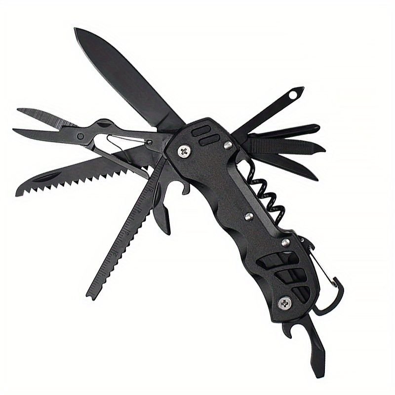 1pc 16 - in - 1 Multifunctional Pocket Knife Set with Keychain Holder, Scissors, Bottle Opener, Saw, and Camping Combination Tool - Essential Outdoor Gear - E Hunt Supply