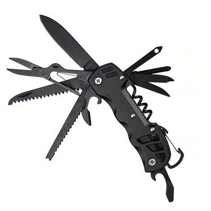 1pc 16 - in - 1 Multifunctional Pocket Knife Set with Keychain Holder, Scissors, Bottle Opener, Saw, and Camping Combination Tool - Essential Outdoor Gear - E Hunt Supply