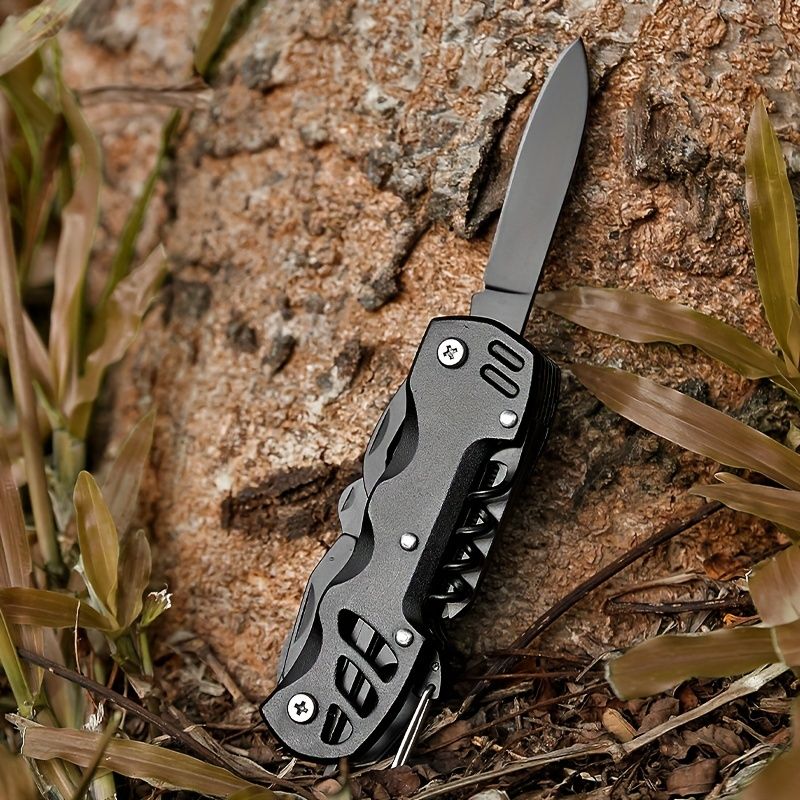 1pc 16 - in - 1 Multifunctional Pocket Knife Set with Keychain Holder, Scissors, Bottle Opener, Saw, and Camping Combination Tool - Essential Outdoor Gear - E Hunt Supply