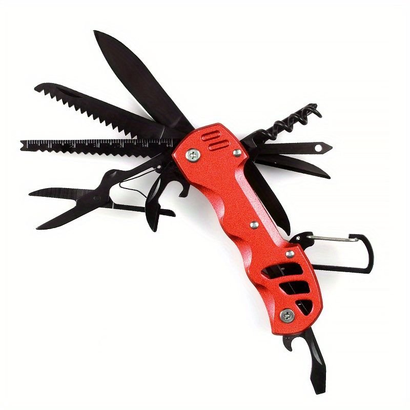 1pc 16 - in - 1 Multifunctional Pocket Knife Set with Keychain Holder, Scissors, Bottle Opener, Saw, and Camping Combination Tool - Essential Outdoor Gear - E Hunt Supply
