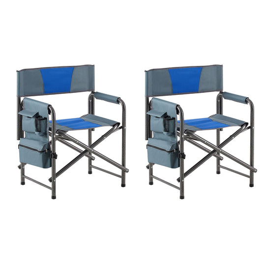 2 - piece Padded Folding Outdoor Chair with Storage Pockets; Lightweight Oversized Directors Chair for indoor; Outdoor Camping; Picnics and Fishing - E Hunt Supply