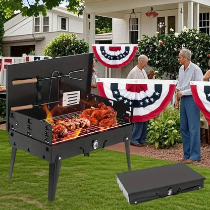 "3 - Height Adjustable Grill – Windproof Portable Charcoal BBQ for Camping Tailgating Picnics" - E Hunt Supply